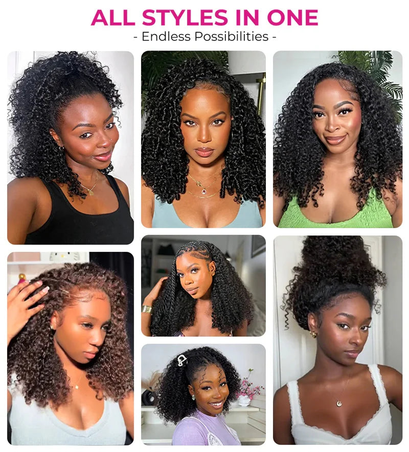 VSHOW 1B/30 Highlight Wear Go Half Wig Water Wave Glueless 100% Human Hair Wigs Flip Over Curly Hair Wig Beginner Friendly