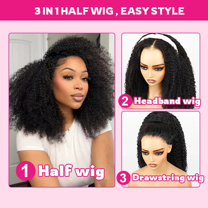 VSHOW 1B/30 Highlight Wear Go Half Wig Water Wave Glueless 100% Human Hair Wigs Flip Over Curly Hair Wig Beginner Friendly