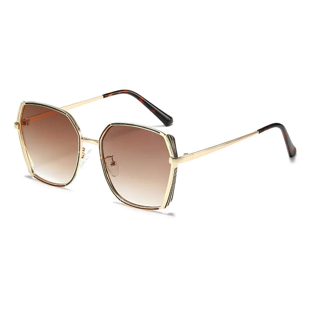 Sunglasses for Women Fashionable and Minimalist Frame with Gradient Lenses Sunglasses with Metal Eyeglass Legs Streamlined Frame