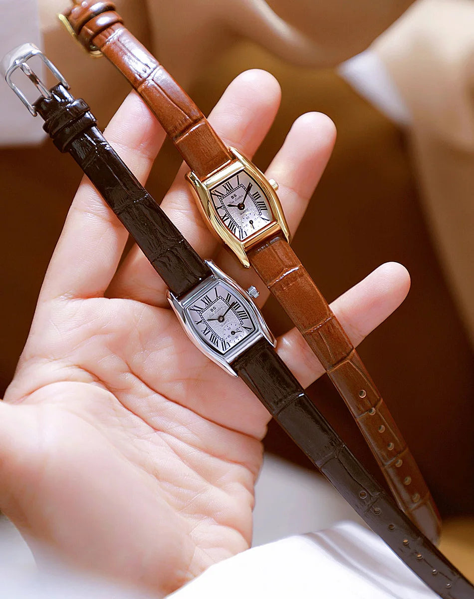 Watches For Women Elegant Vintage Rectangle Ladies Watch With Brown Small Leather Fashion Golden Quartz Women's Wristwatch 2025