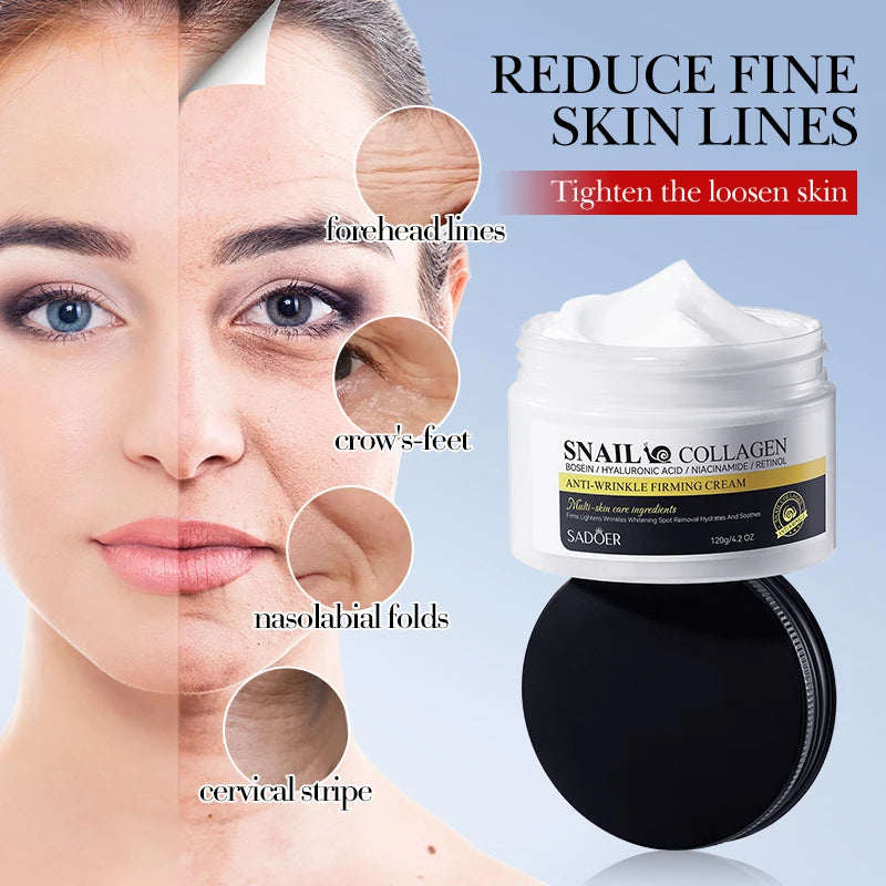 SADOER Snail Collagen Cleanser Face Cream Serum Toner Lotion Whitening Moisturizing Nourishing Serum Firming Lifting Skin Care