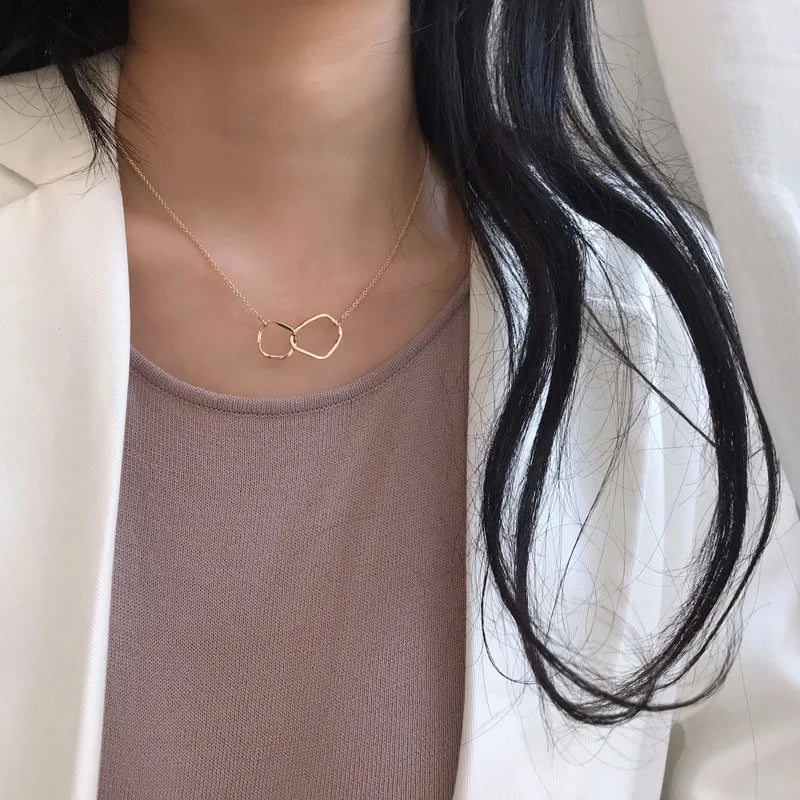 Two Round Shaped Necklaces Female Exquisite Geometric Women Chain Choker Neck Necklace Birthday Gift for Ladies Fashion Jewelry