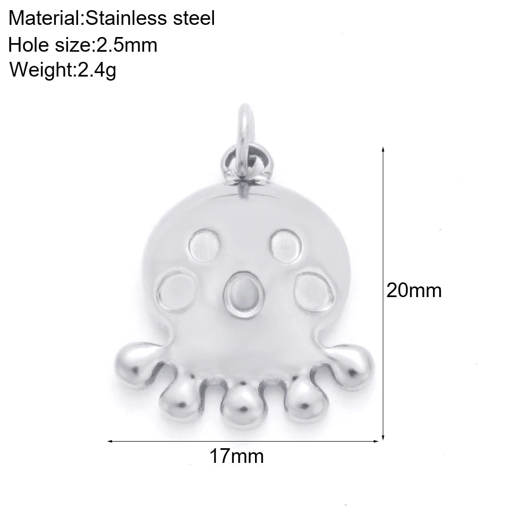 Necklaces Women Spring Buckle Chain Silvery Ocean Series Pendant Shell Conch Sea Star Pendants Stainless Steel Women's Jewelry