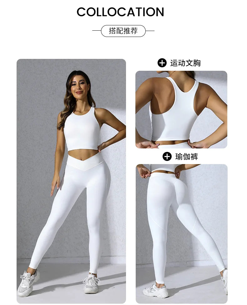Women Gym Sports Running Fitness Yoga Suit Sport Outfit Gymwear Lady Workout Clothes Crossed High Waist Leggings