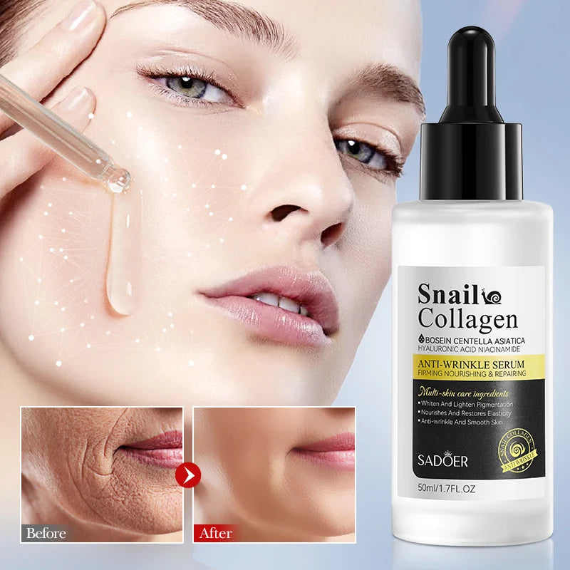 SADOER Snail Collagen Cleanser Face Cream Serum Toner Lotion Whitening Moisturizing Nourishing Serum Firming Lifting Skin Care