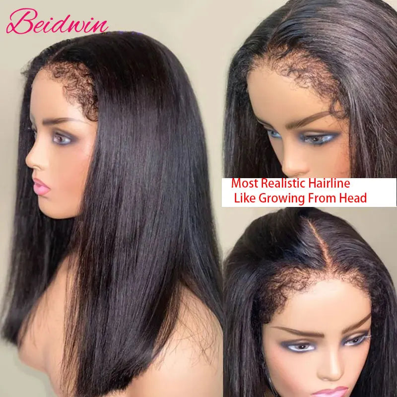 180 Density 30 Inch Straight Human Hair Wigs 4C Kinky Edges Wigs Human Hair 13X4 lace Front Glueless Wigs Human Hair Wig Pre Cut