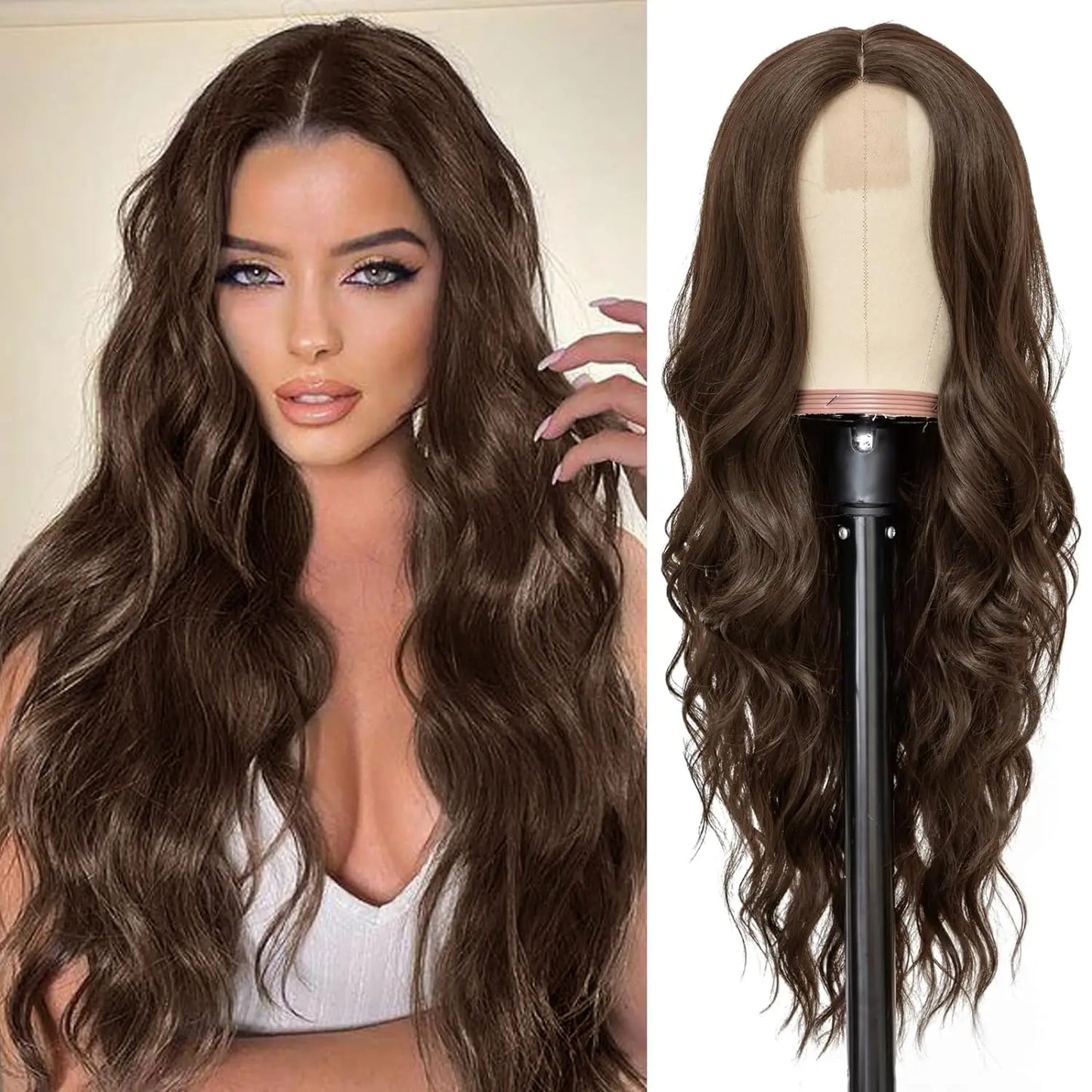 28 Inch Synthetic Hair Wig Long Lace Ombre Blonde Pink Curly Wavy for Women Girl Middle Part Machine Made Daily Party Dating