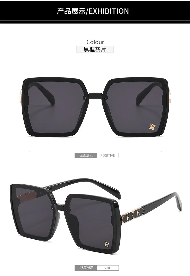 Women's Sunglasses Fashion Big Fram Personality Letter Solid Color Simple Popular Sunglasses Okulary Przeciwsłoneczne Damskie