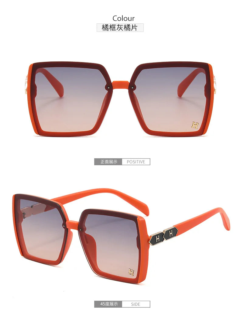 Women's Sunglasses Fashion Big Fram Personality Letter Solid Color Simple Popular Sunglasses Okulary Przeciwsłoneczne Damskie