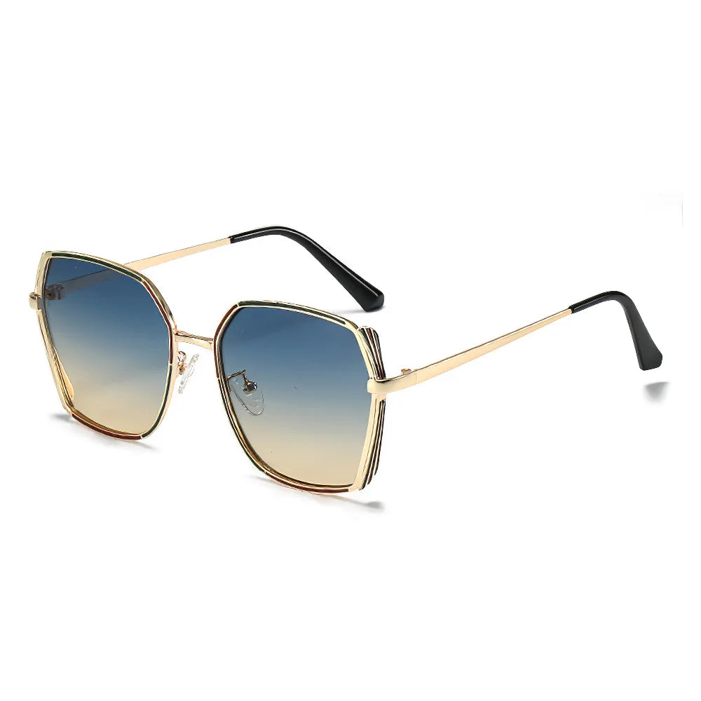 Sunglasses for Women Fashionable and Minimalist Frame with Gradient Lenses Sunglasses with Metal Eyeglass Legs Streamlined Frame