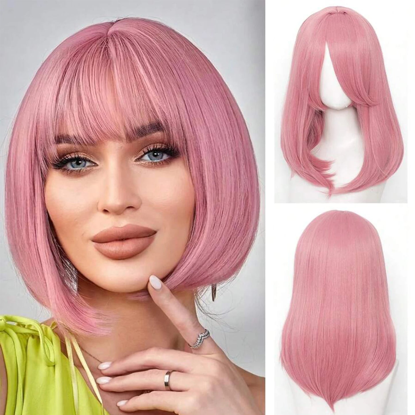 18 Inch Extra Long Straight Hair Wig With Bangs Synthetic Heat-Resistant Suitable For Women Cosplay Wigs