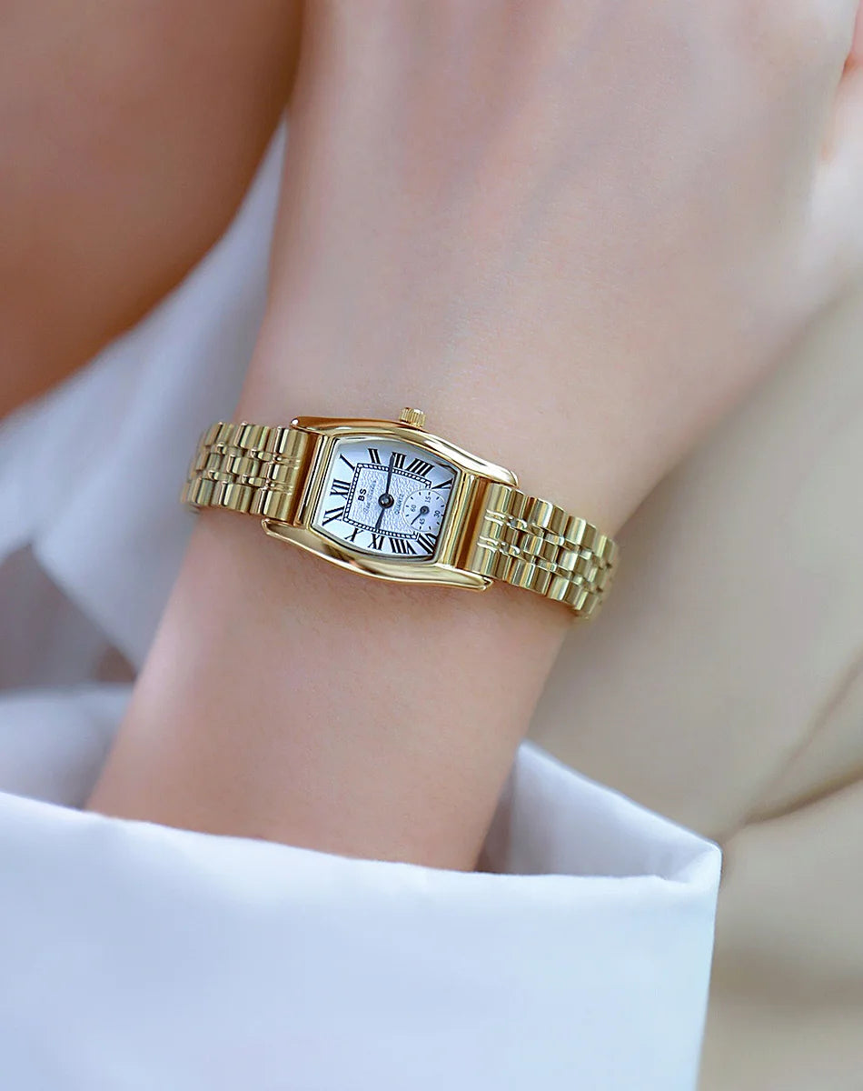 Watches For Women Elegant Vintage Rectangle Ladies Watch With Brown Small Leather Fashion Golden Quartz Women's Wristwatch 2025