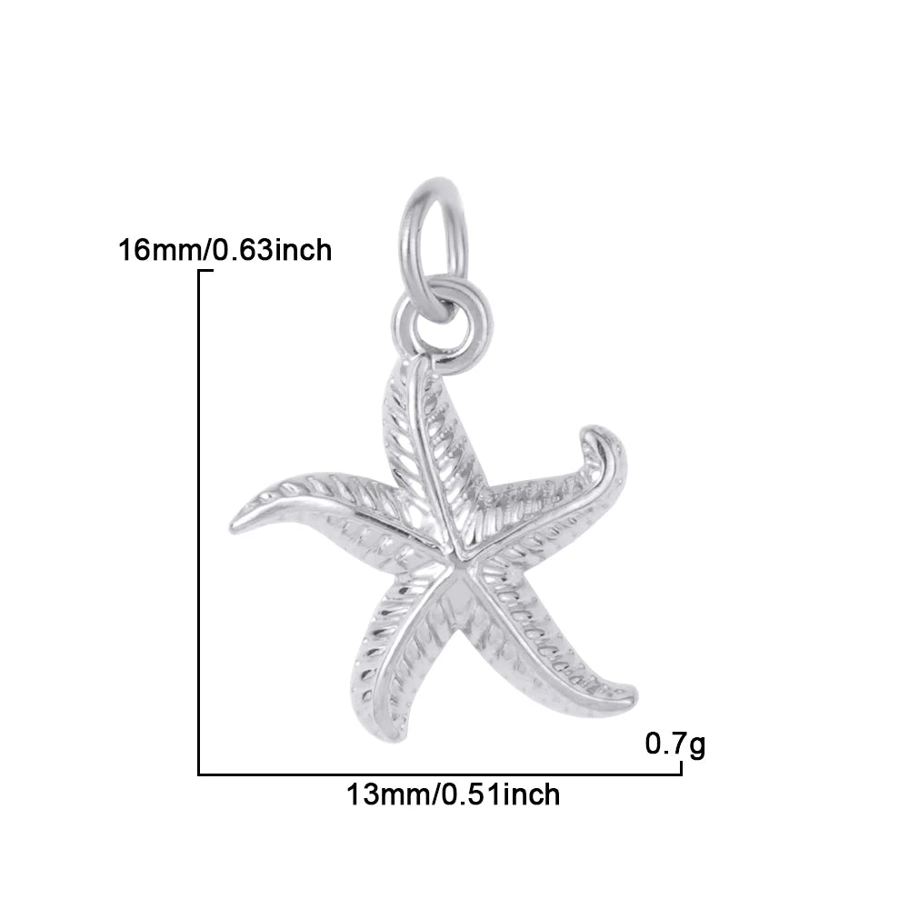 Necklaces Women Spring Buckle Chain Silvery Ocean Series Pendant Shell Conch Sea Star Pendants Stainless Steel Women's Jewelry