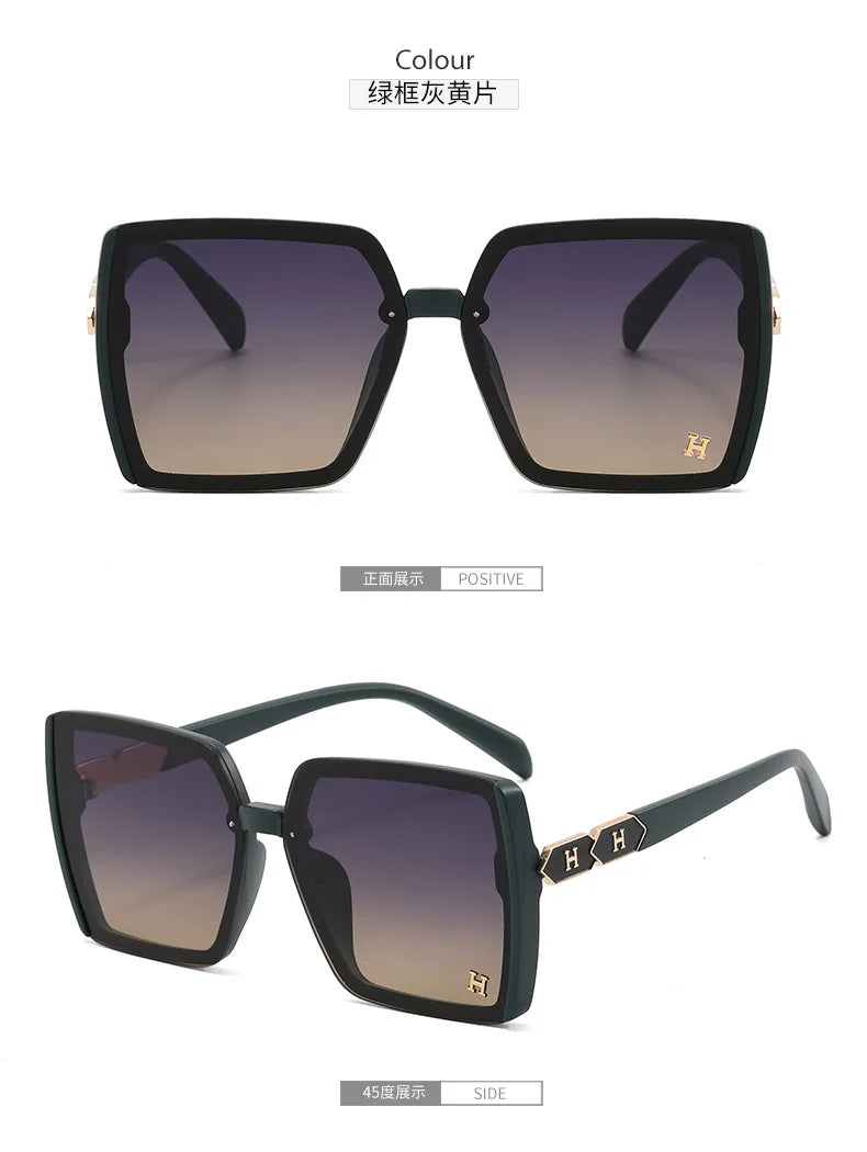 Women's Sunglasses Fashion Big Fram Personality Letter Solid Color Simple Popular Sunglasses Okulary Przeciwsłoneczne Damskie