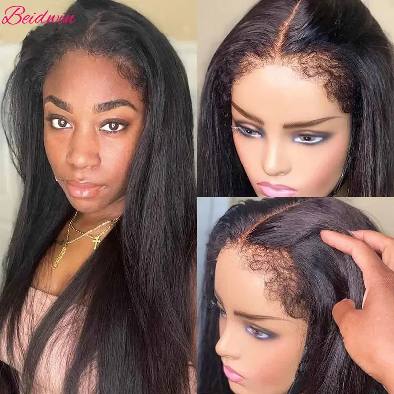 180 Density 30 Inch Straight Human Hair Wigs 4C Kinky Edges Wigs Human Hair 13X4 lace Front Glueless Wigs Human Hair Wig Pre Cut