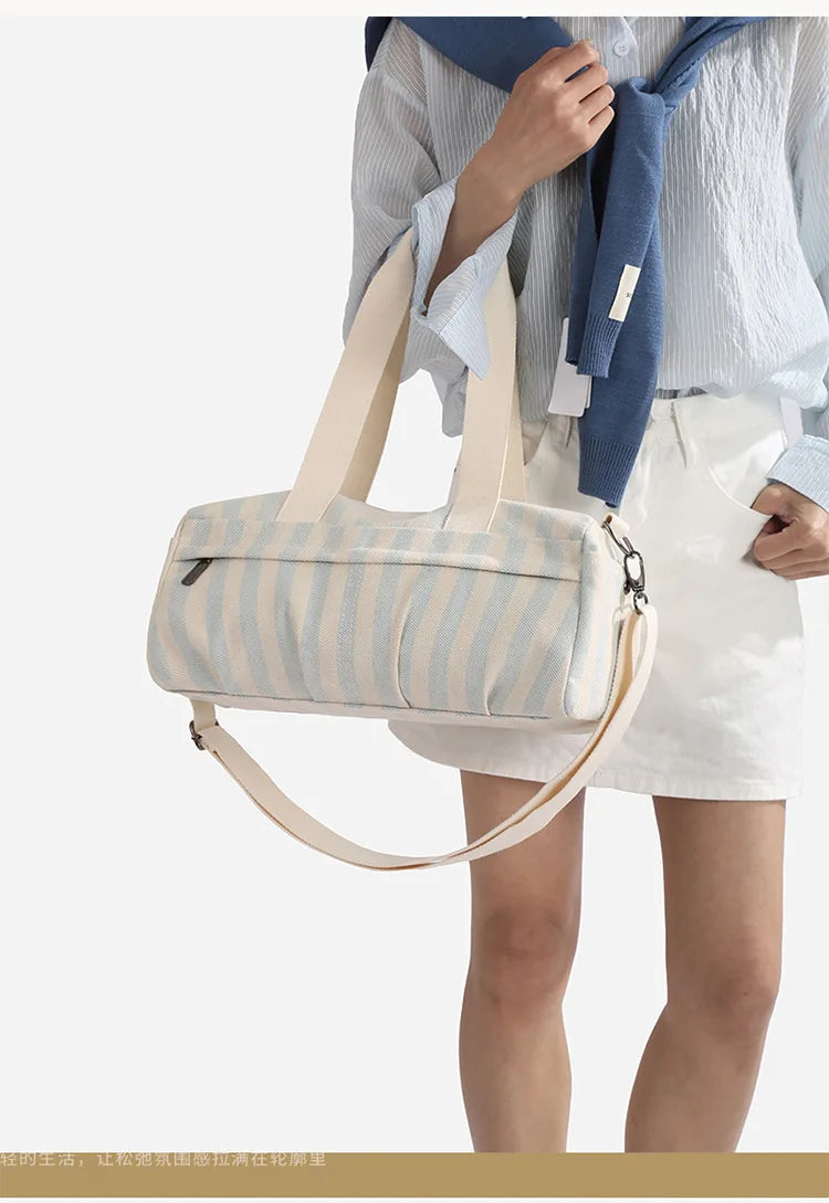 Women's Handbag Fashionable Lightweight Women's Canvas Bags with Checked Fabric Large Capacity for Single Shoulder Bag