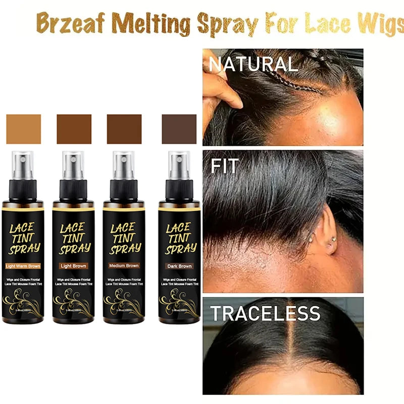 100ml Lace Melting Spray And Lace tint spray For Lace Wigs,Glueless,Natural Finishing Hold Dyed wig care spray for Women & Men