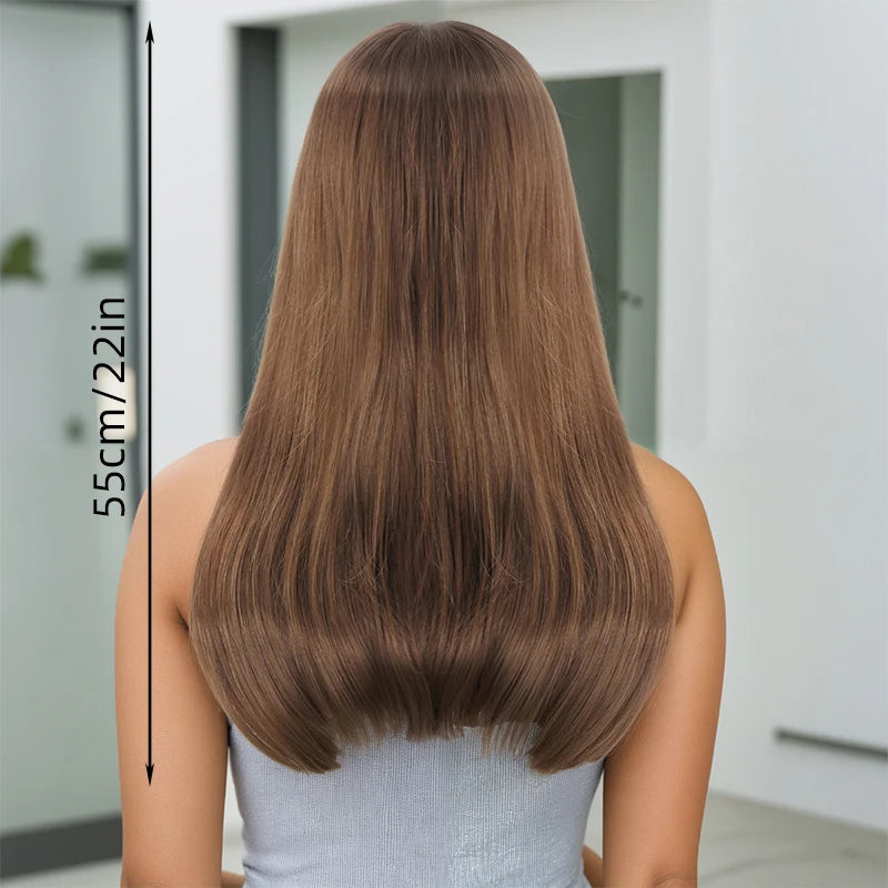Wig for women natural long straight hair full head loose netizen gradient silver full headpiece new simulation synthetic wig
