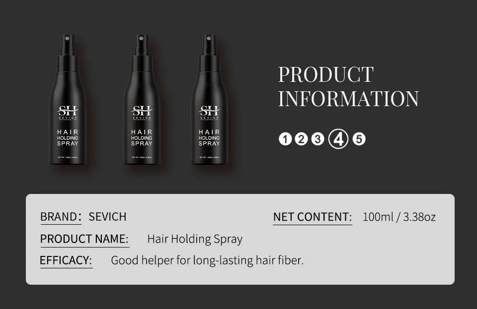 100ml SEVICH Hair Fiber Styling Hair Holding Spray New Style Hair Spray Thickening Mist for Men and Women