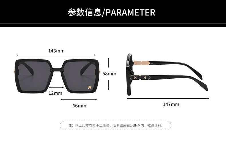Women's Sunglasses Fashion Big Fram Personality Letter Solid Color Simple Popular Sunglasses Okulary Przeciwsłoneczne Damskie