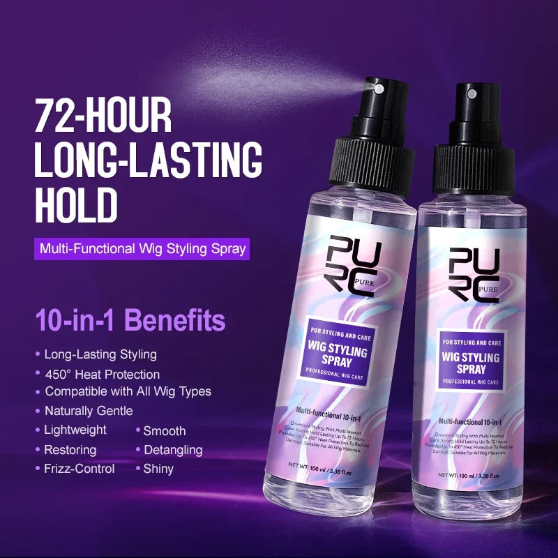 PURC Argan Oil Wig Styling Spray for Women Smooth Shiny Anti-Frizz Heat Protection Professional Wig Hair Care 100ml
