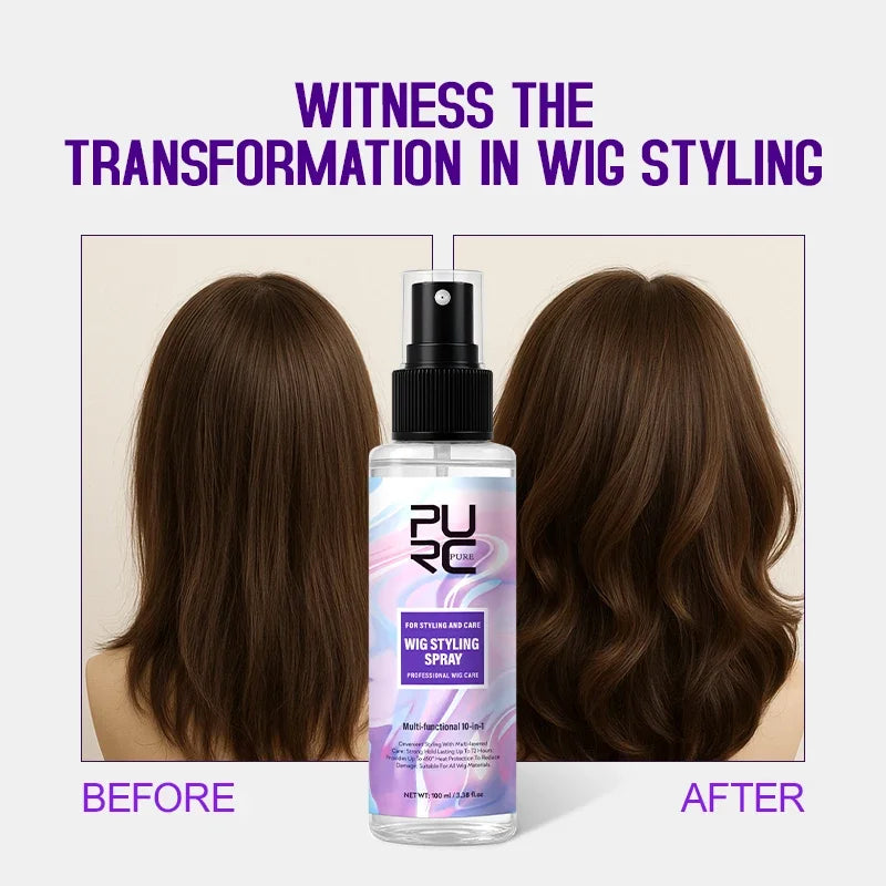 PURC Argan Oil Wig Styling Spray for Women Smooth Shiny Anti-Frizz Heat Protection Professional Wig Hair Care 100ml