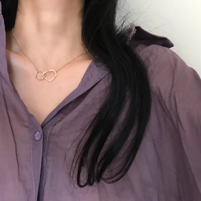Two Round Shaped Necklaces Female Exquisite Geometric Women Chain Choker Neck Necklace Birthday Gift for Ladies Fashion Jewelry