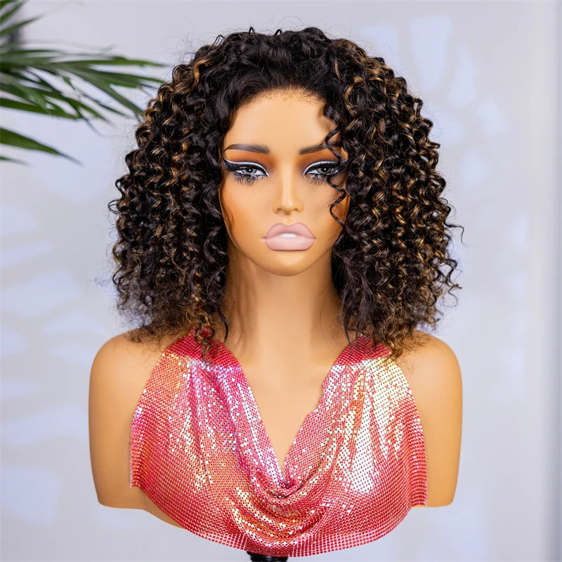 VSHOW 1B/30 Highlight Wear Go Half Wig Water Wave Glueless 100% Human Hair Wigs Flip Over Curly Hair Wig Beginner Friendly
