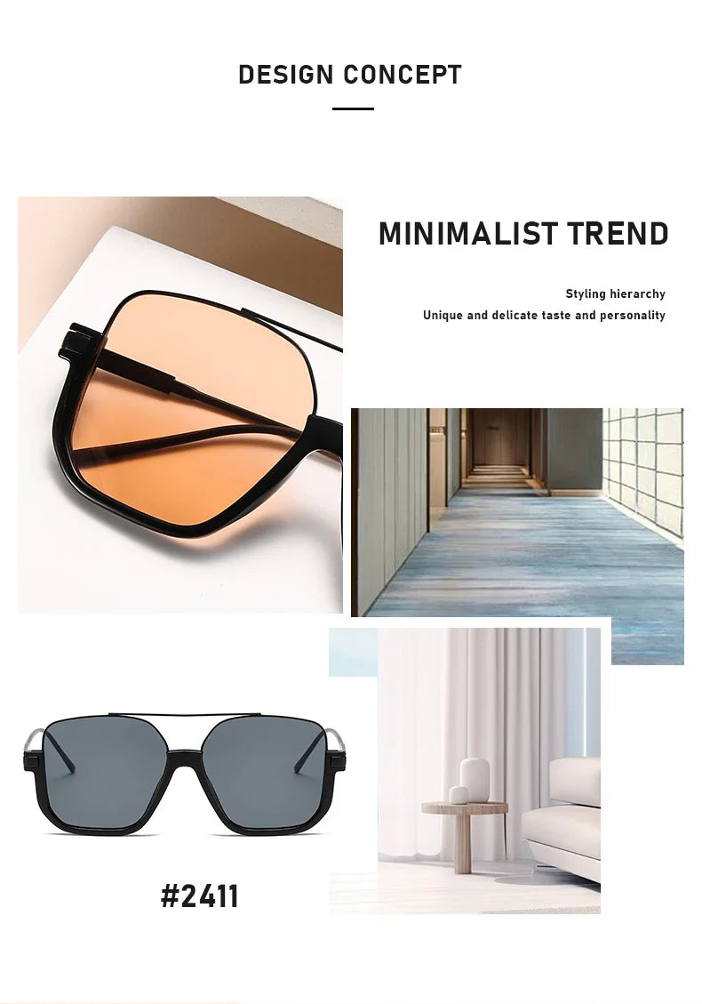 Sunglasses for Women New Large Frame Anti-blue Glasses Double Beam Sunglasses Women's Vintage Street Sunglasses Luxury Designer