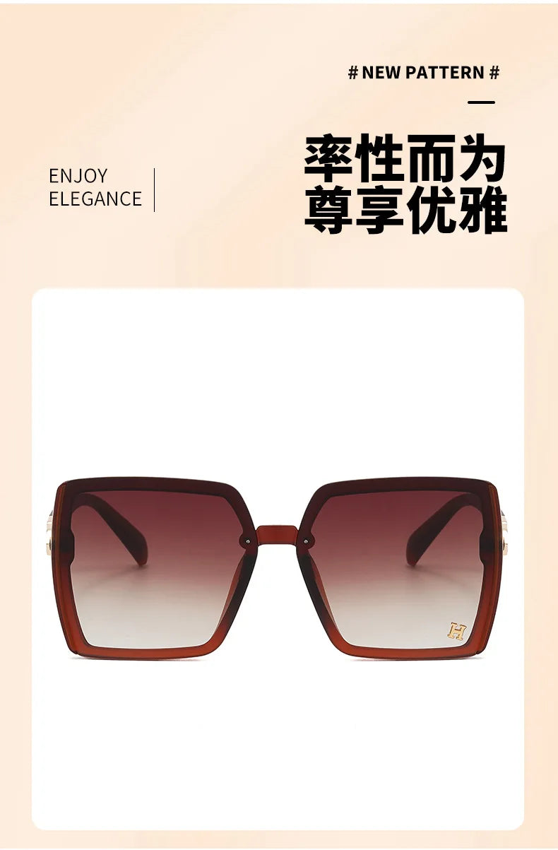 Women's Sunglasses Fashion Big Fram Personality Letter Solid Color Simple Popular Sunglasses Okulary Przeciwsłoneczne Damskie