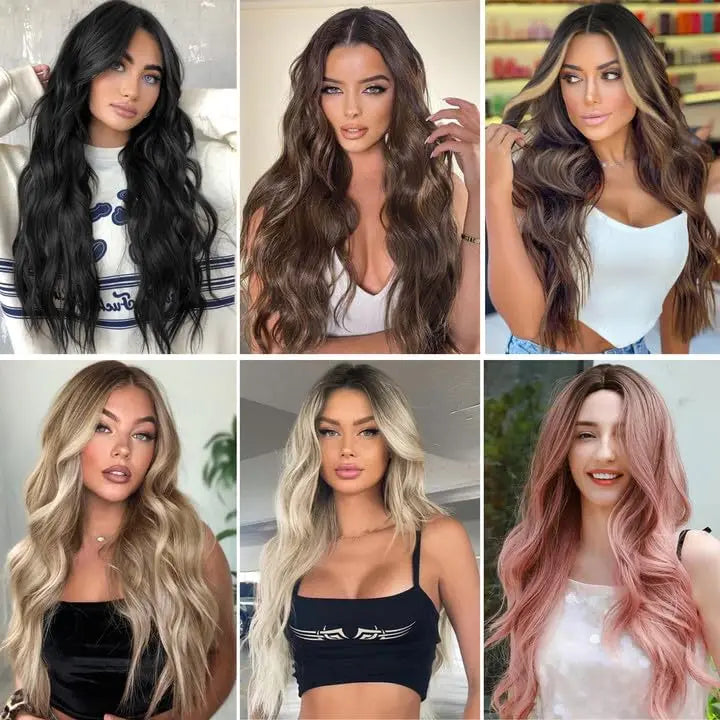 28 Inch Synthetic Hair Wig Long Lace Ombre Blonde Pink Curly Wavy for Women Girl Middle Part Machine Made Daily Party Dating