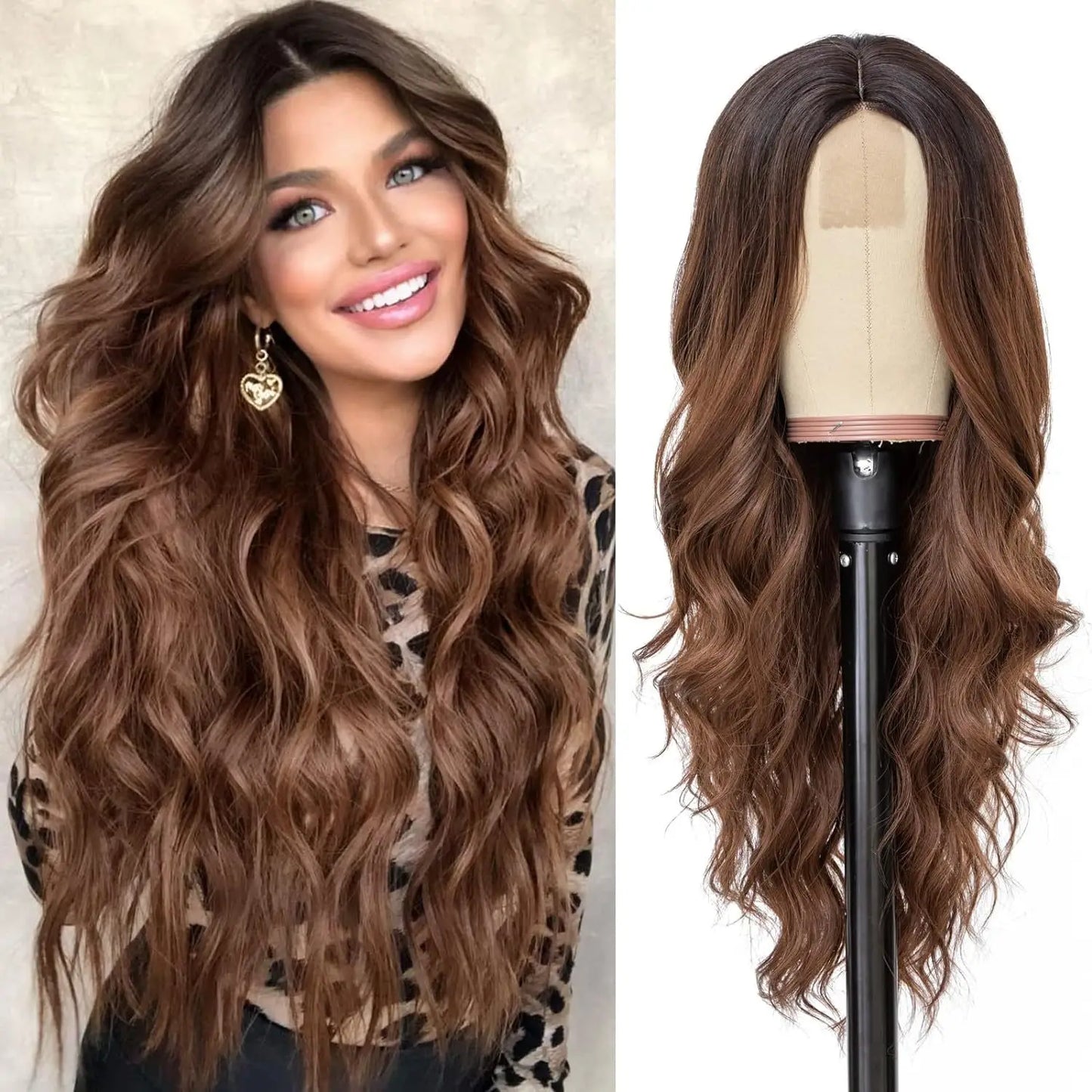28 Inch Synthetic Hair Wig Long Lace Ombre Blonde Pink Curly Wavy for Women Girl Middle Part Machine Made Daily Party Dating