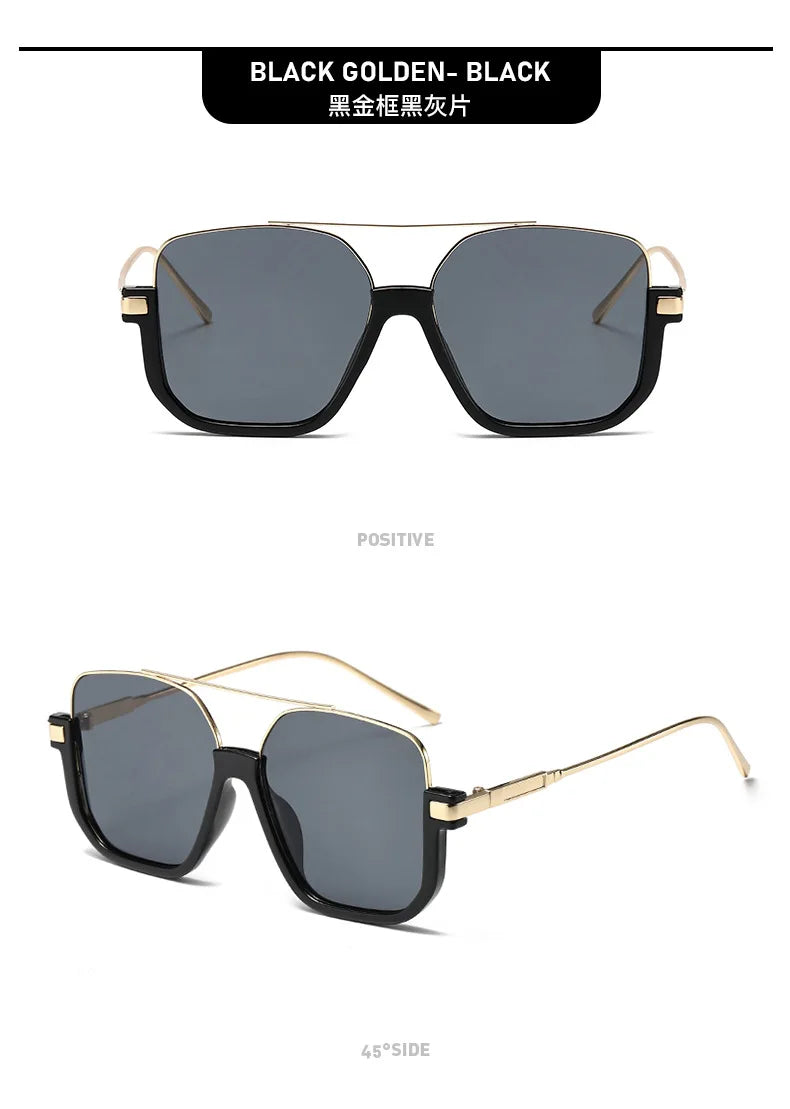 Sunglasses for Women New Large Frame Anti-blue Glasses Double Beam Sunglasses Women's Vintage Street Sunglasses Luxury Designer
