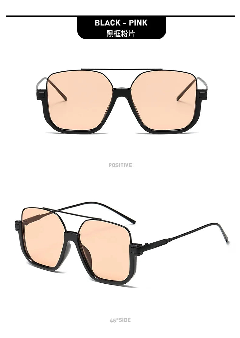 Sunglasses for Women New Large Frame Anti-blue Glasses Double Beam Sunglasses Women's Vintage Street Sunglasses Luxury Designer