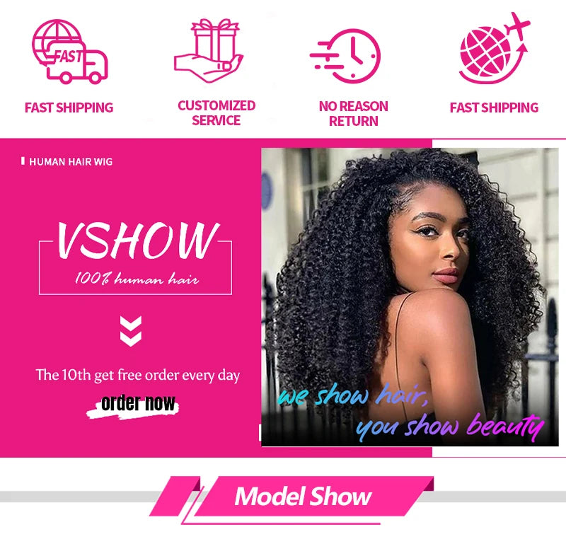 VSHOW 1B/30 Highlight Wear Go Half Wig Water Wave Glueless 100% Human Hair Wigs Flip Over Curly Hair Wig Beginner Friendly