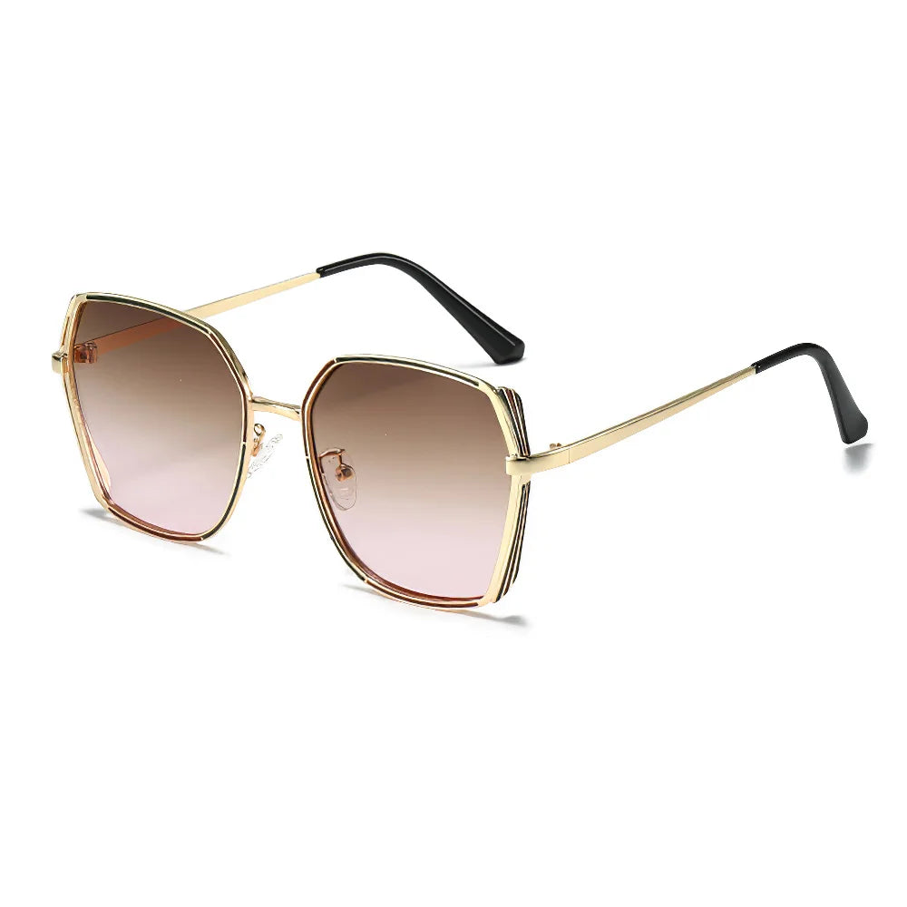 Sunglasses for Women Fashionable and Minimalist Frame with Gradient Lenses Sunglasses with Metal Eyeglass Legs Streamlined Frame