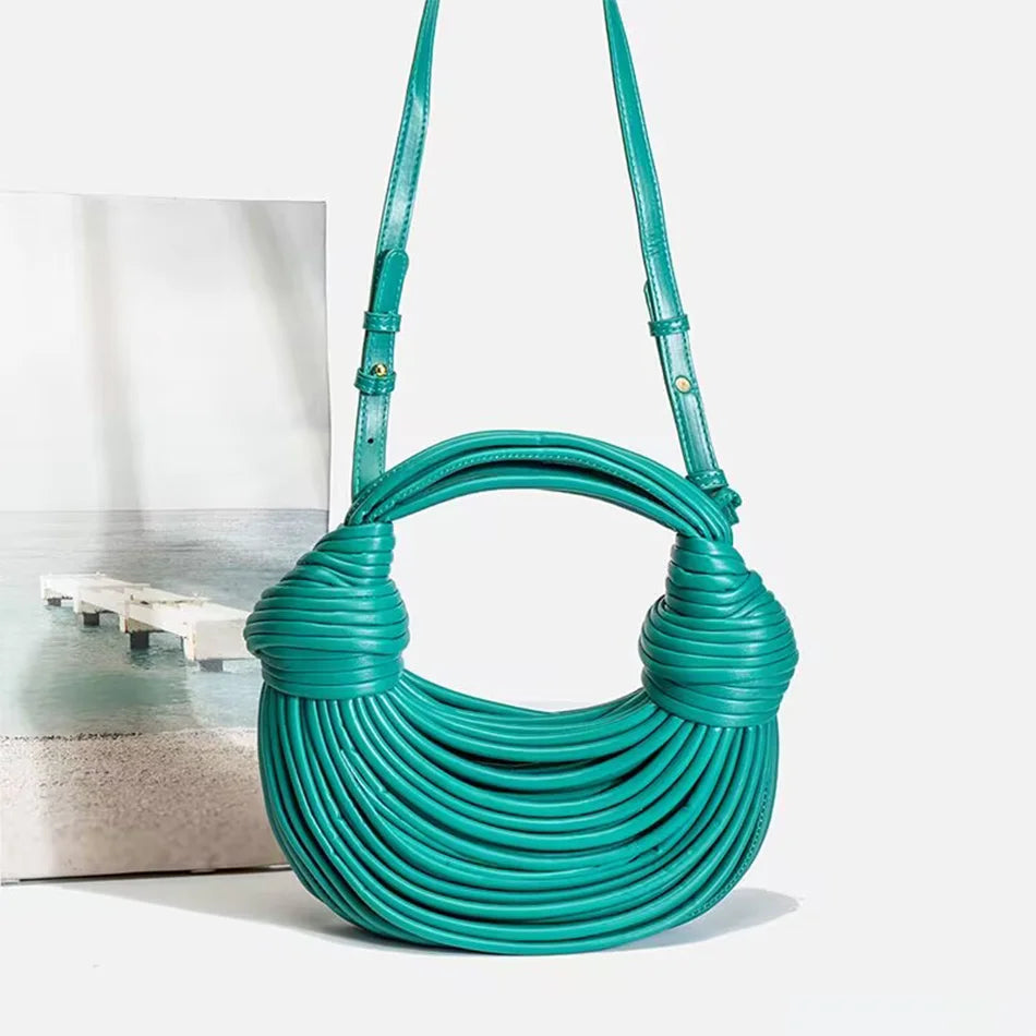 Handbags for Women  Gold Luxury Designer Brand Handwoven Noodle Bags Rope Knotted Pulled Hobo Silver Evening Clutch Chic