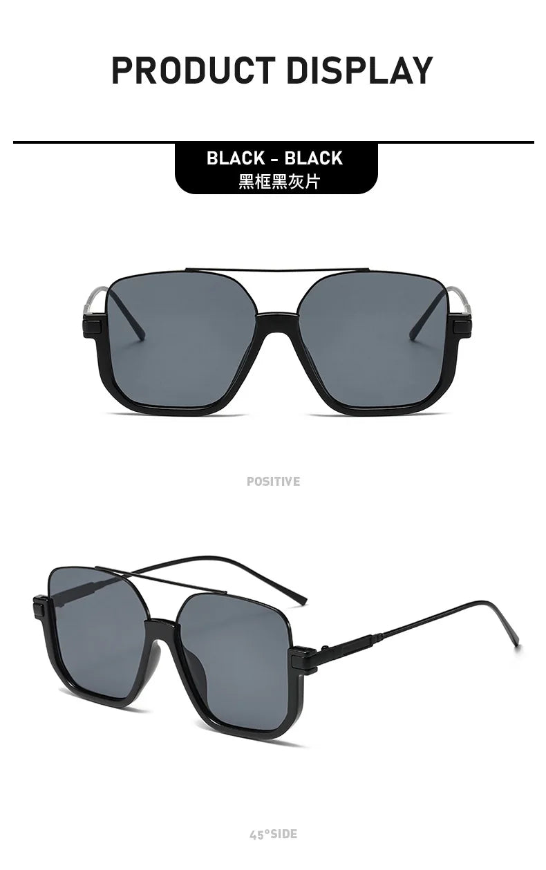Sunglasses for Women New Large Frame Anti-blue Glasses Double Beam Sunglasses Women's Vintage Street Sunglasses Luxury Designer