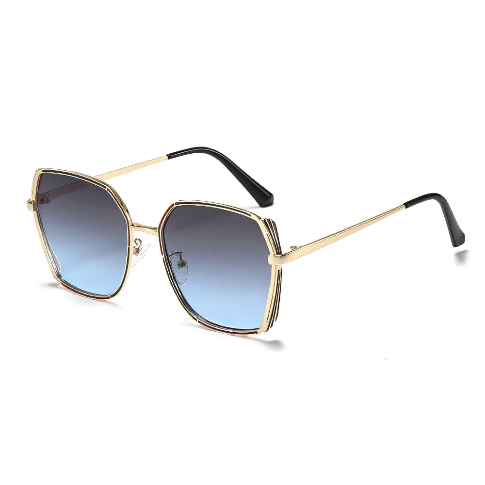 Sunglasses for Women Fashionable and Minimalist Frame with Gradient Lenses Sunglasses with Metal Eyeglass Legs Streamlined Frame