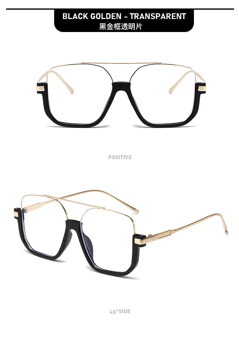 Sunglasses for Women New Large Frame Anti-blue Glasses Double Beam Sunglasses Women's Vintage Street Sunglasses Luxury Designer