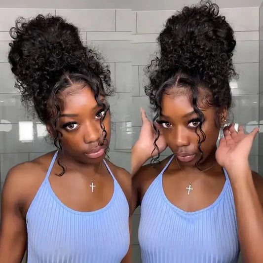 30 Inch Black Human Hair Drawstring Snug Water Wig Glueless 250 Density Hd Invisi Strap 360 Full Lace Frontal Kinky Curly Wig