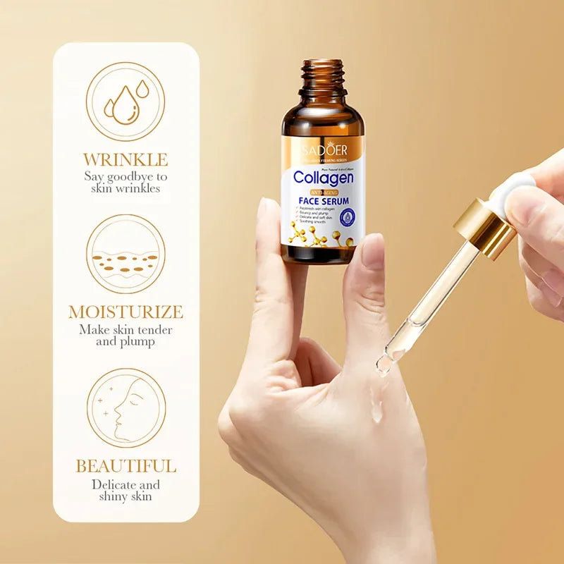 SADOER Collagen Serum skincare Facial Essence Liquid Firming Moisturizing Soothing Nourishing Face Serum Skin Care