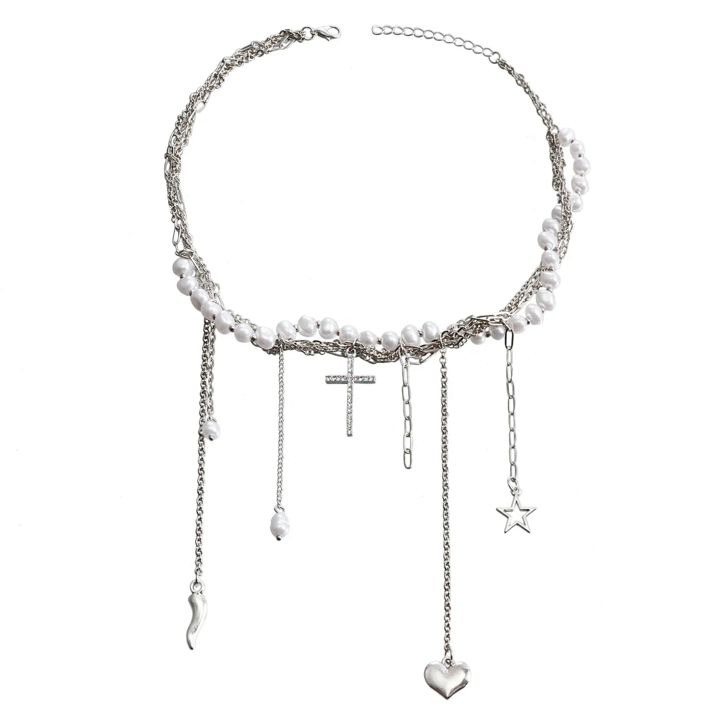 Layered Necklaces Heart Pendant Chain Jewellery Women Y2k Choker Glass Neck Collier Colar Feminino Cadenas Para Mujer for Girls
