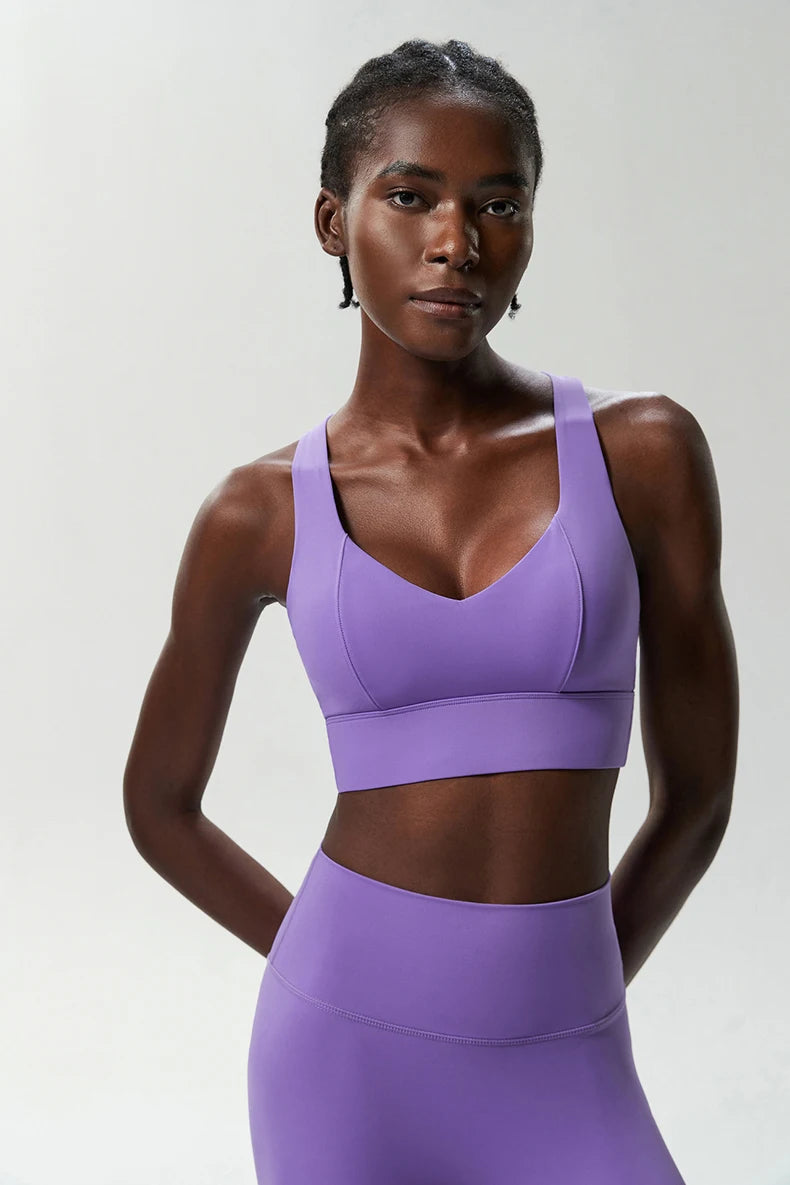 Women Fitness Yoga Bra Buttery Soft Gathered Push Up Sports Underwear High Imapact Gym Crop Top Breathable Workout Clothes