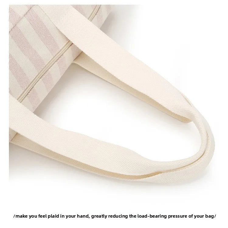 Women's Handbag Fashionable  Lightweight Women's Canvas  Bags with Checked Fabric Large Capacity for Single Shoulder Bag