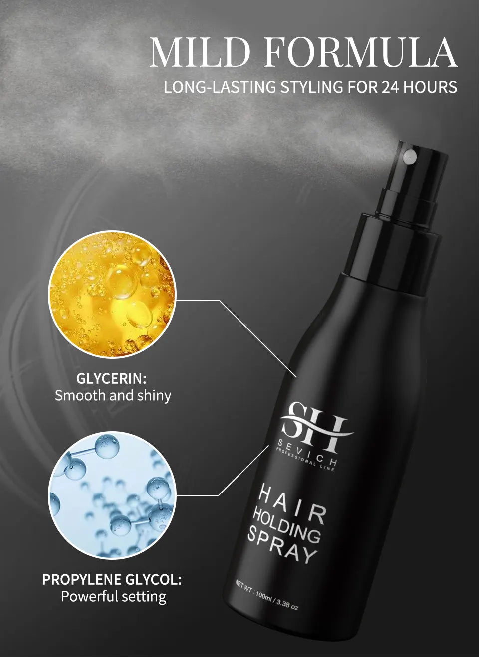 100ml SEVICH Hair Fiber Styling Hair Holding Spray New Style Hair Spray Thickening Mist for Men and Women