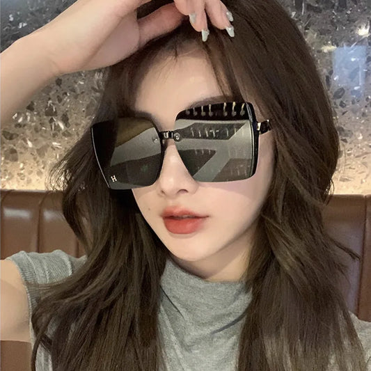 Women's Sunglasses Fashion Big Fram Personality Letter Solid Color Simple Popular Sunglasses Okulary Przeciwsłoneczne Damskie