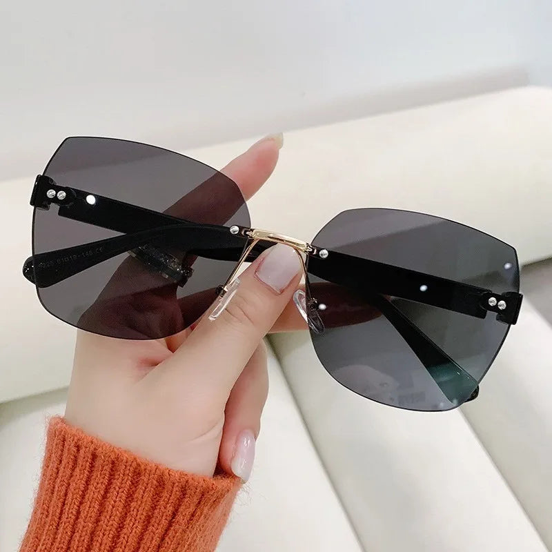 Sunglasses for Women New Fashion Rimless Eyeglasses Gradient Sunglasses Lady Vintage Classic Fashion Eyewear