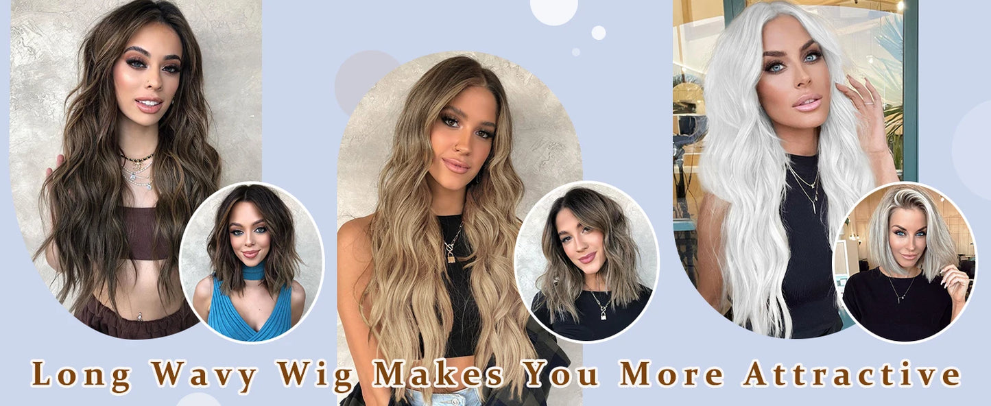 28 Inch Synthetic Hair Wig Long Lace Ombre Blonde Pink Curly Wavy for Women Girl Middle Part Machine Made Daily Party Dating