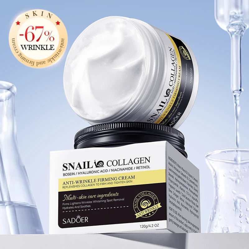 SADOER Snail Collagen Cleanser Face Cream Serum Toner Lotion Whitening Moisturizing Nourishing Serum Firming Lifting Skin Care